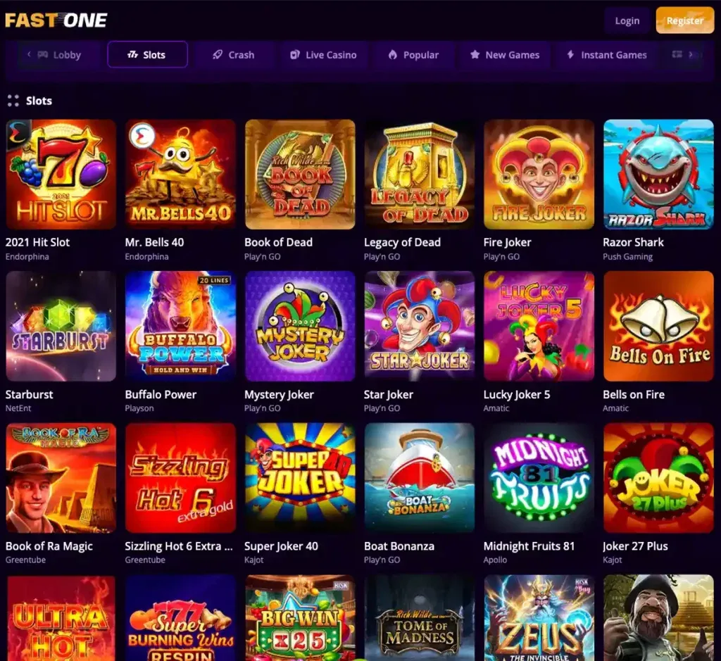 Katalog automatów slotowych oraz wybór gier kasynowych w Fast One Casino